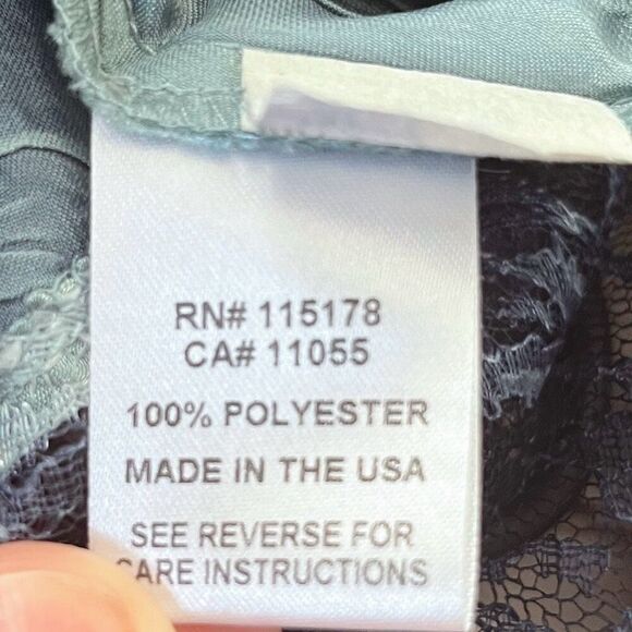 Komarov Blue Crinkle Silky Dress 3/4 Sleeve Midi Size Large - Picture 5 of 5